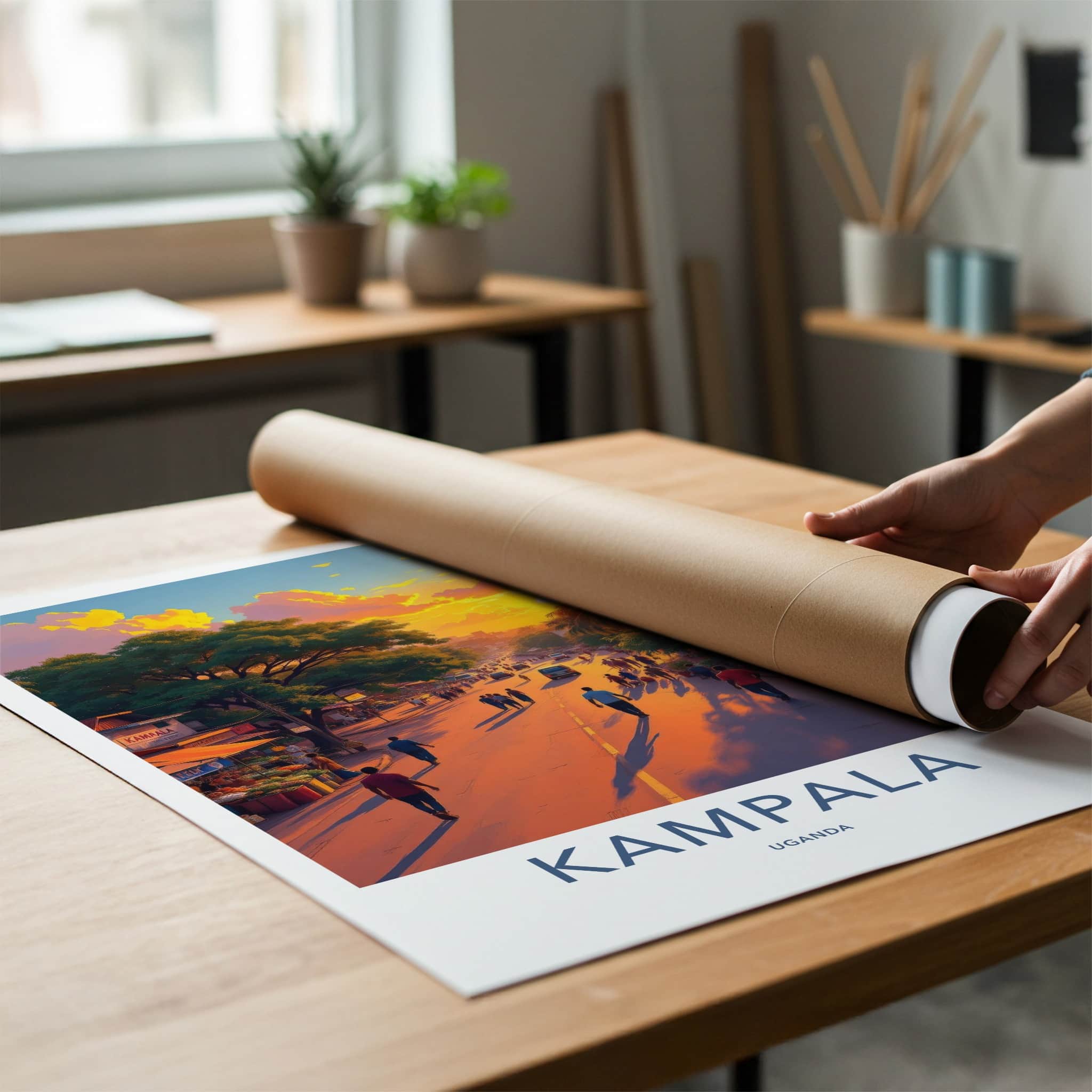 Kampala Poster - Uganda Travel Art - Vibrant Sunset Street Home Decor