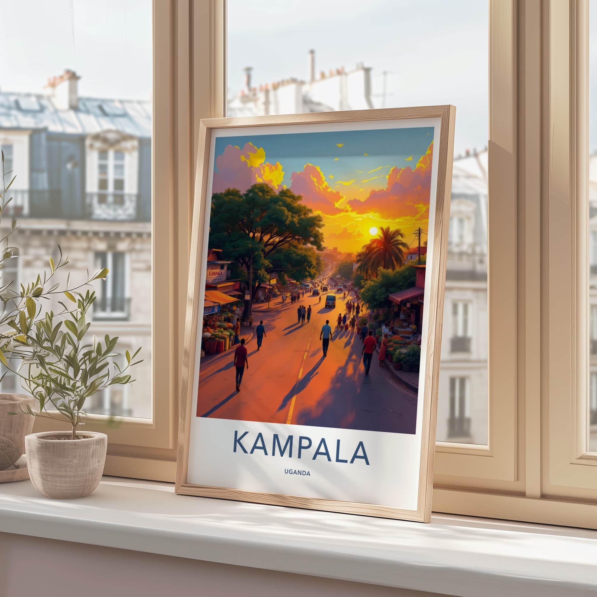 Kampala Poster - Uganda Travel Art - Vibrant Sunset Street Home Decor