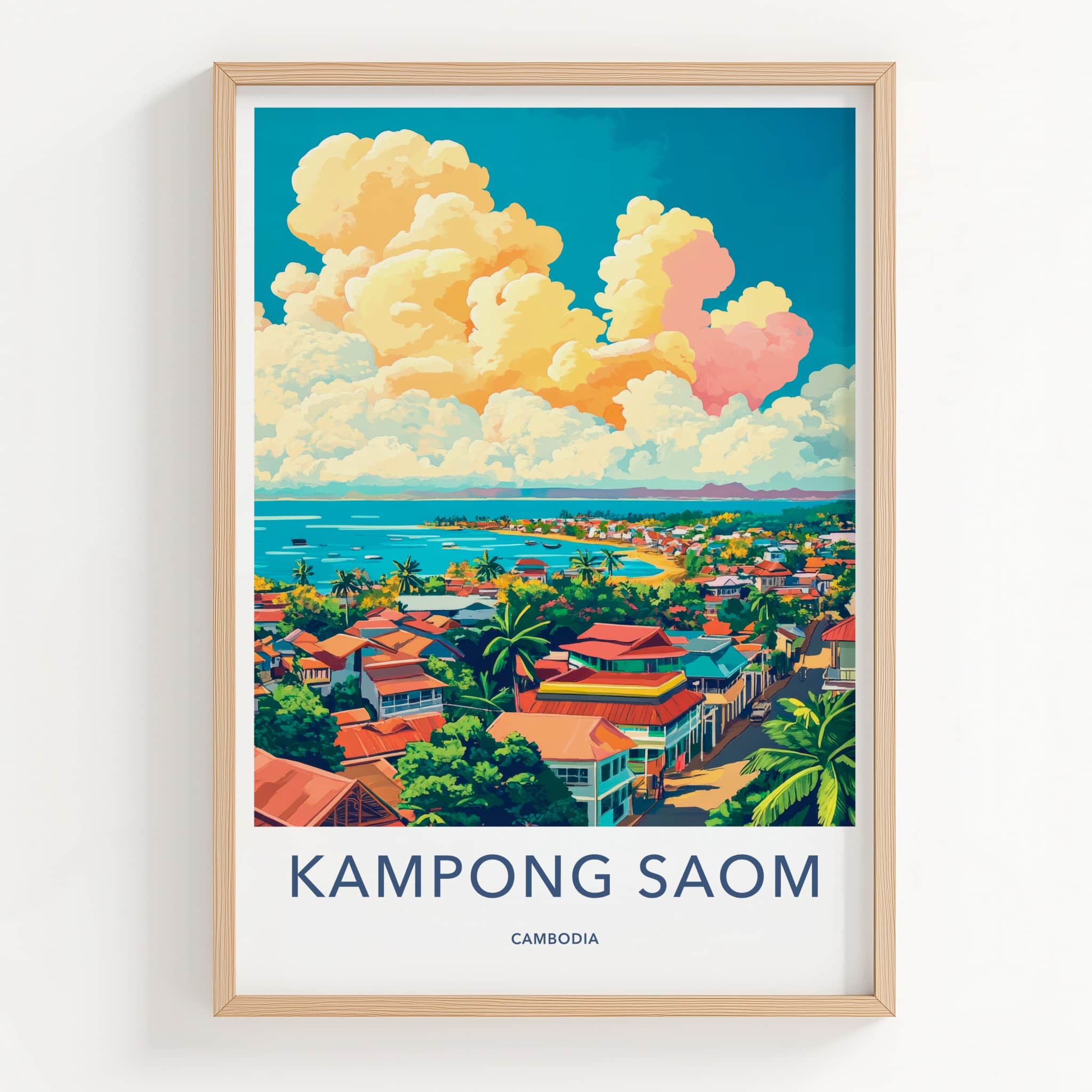 Kampong Saom Poster - Cambodia Travel Art - Vibrant Coastal City Wall Decor
