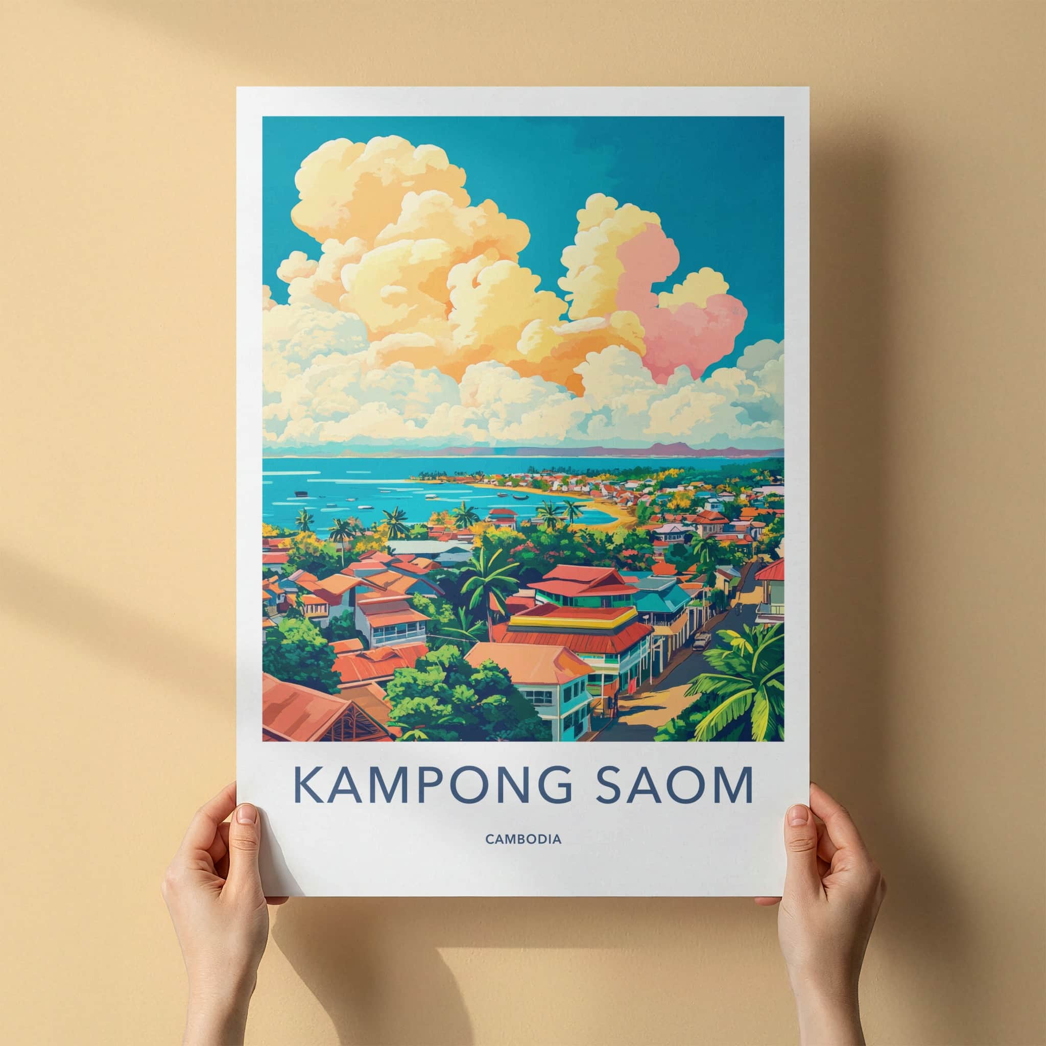 Kampong Saom Poster - Cambodia Travel Art - Vibrant Coastal City Wall Decor
