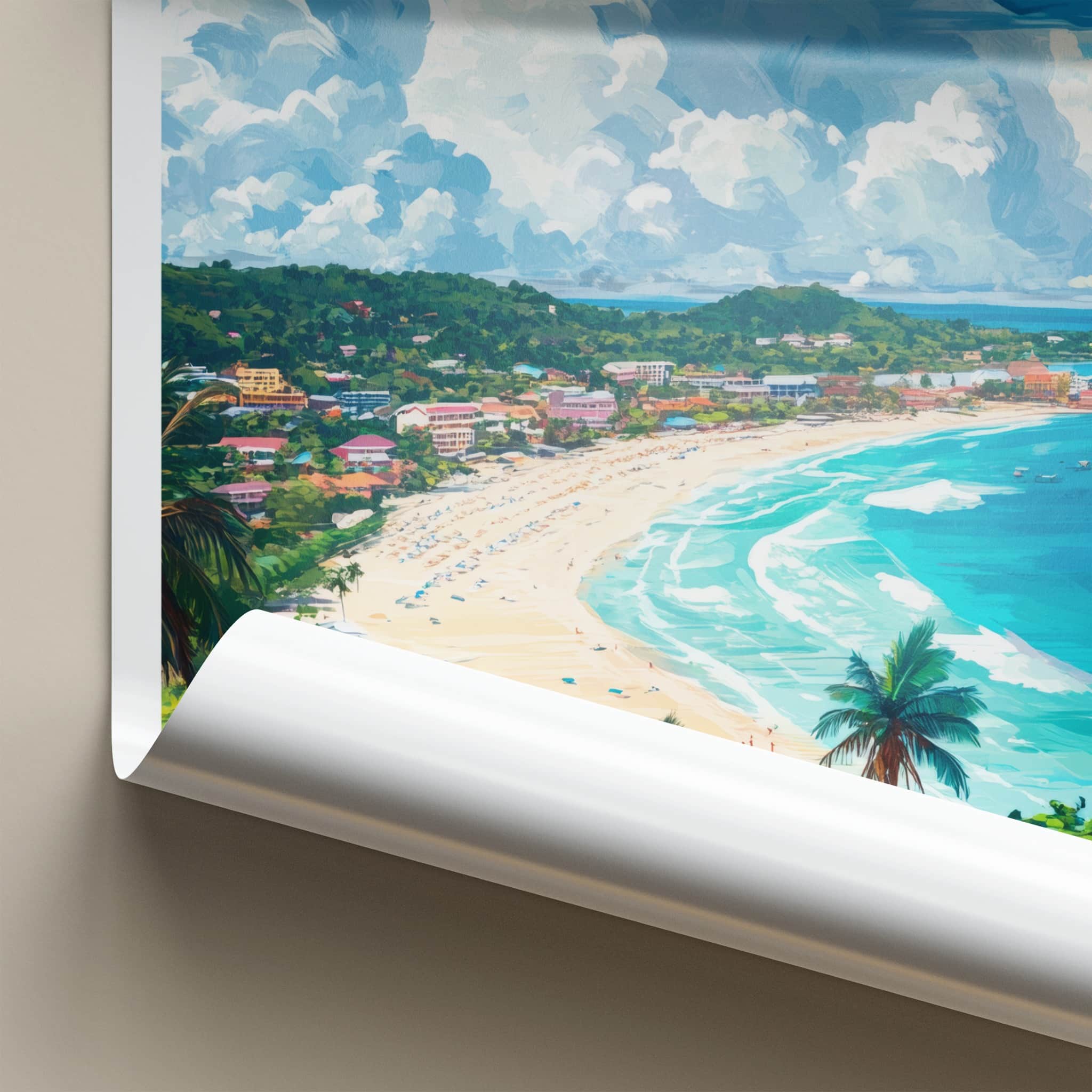 Kampong Saom Poster - Cambodia Travel Art - Vibrant Coastal Landscape Home Decor