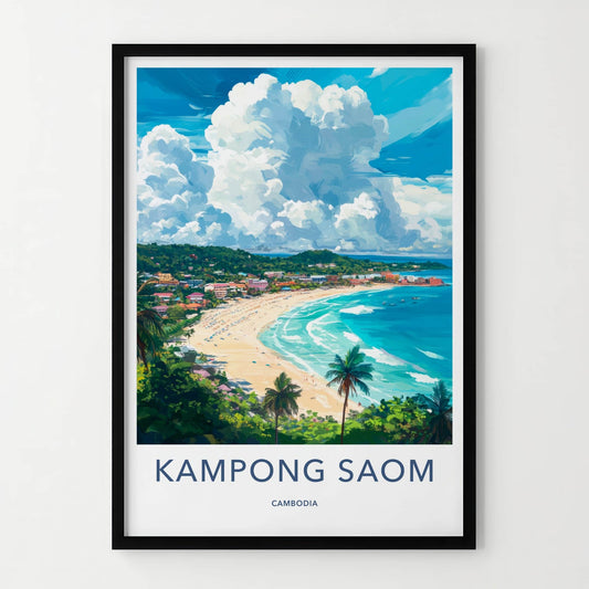 Kampong Saom Poster - Cambodia Travel Art - Vibrant Coastal Landscape Home Decor