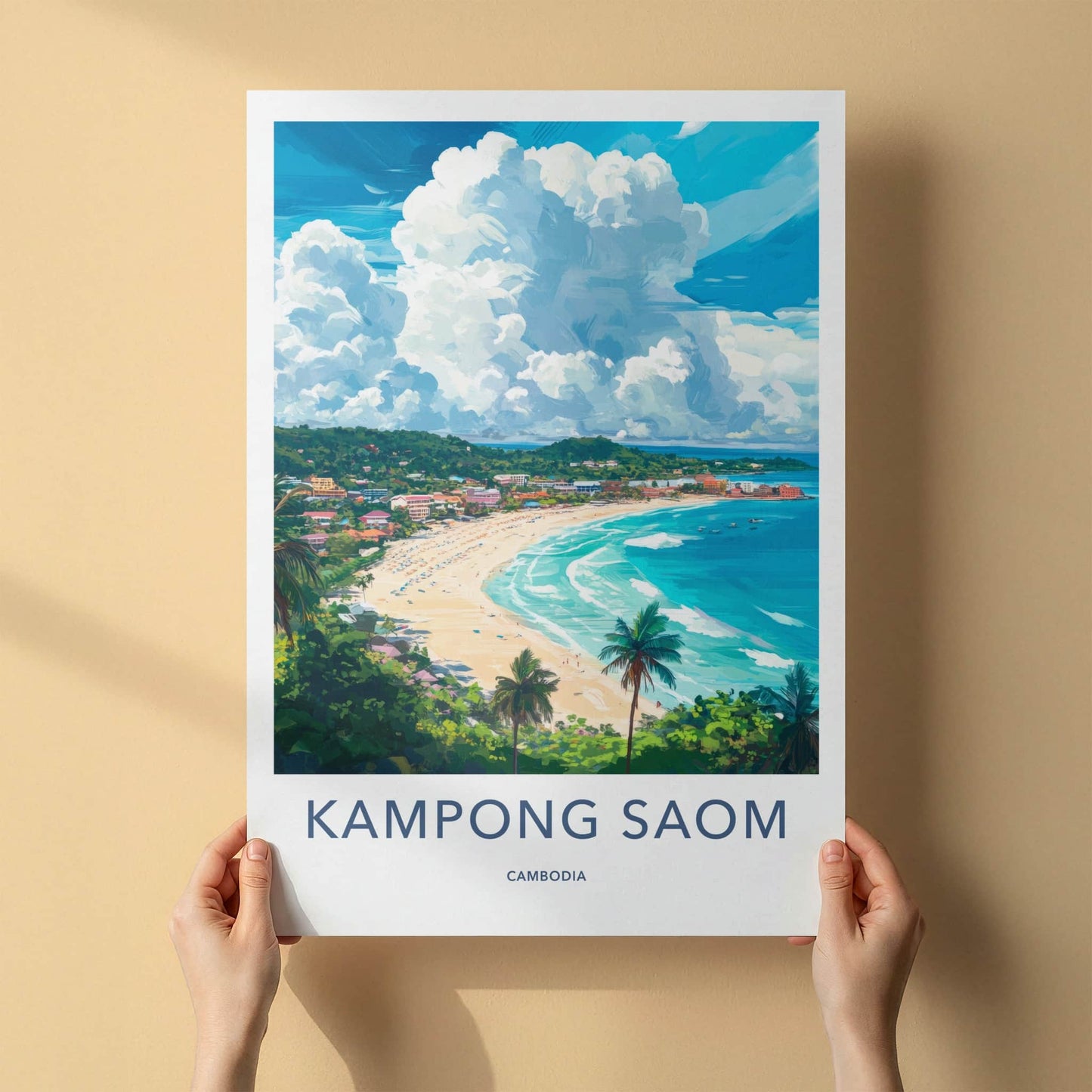 Kampong Saom Poster - Cambodia Travel Art - Vibrant Coastal Landscape Home Decor