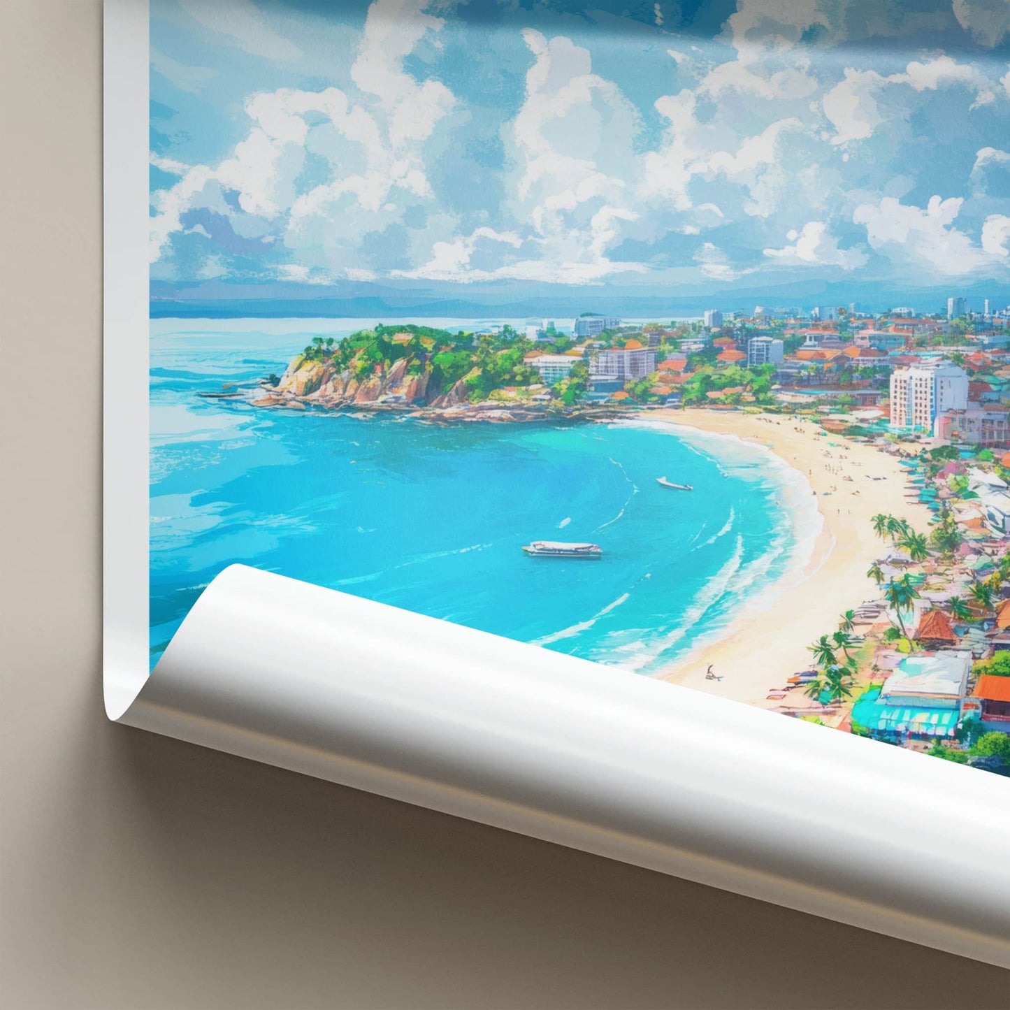 Kampong Saom Poster - Cambodia Travel Art - Vibrant Coastal Scene Home Decor