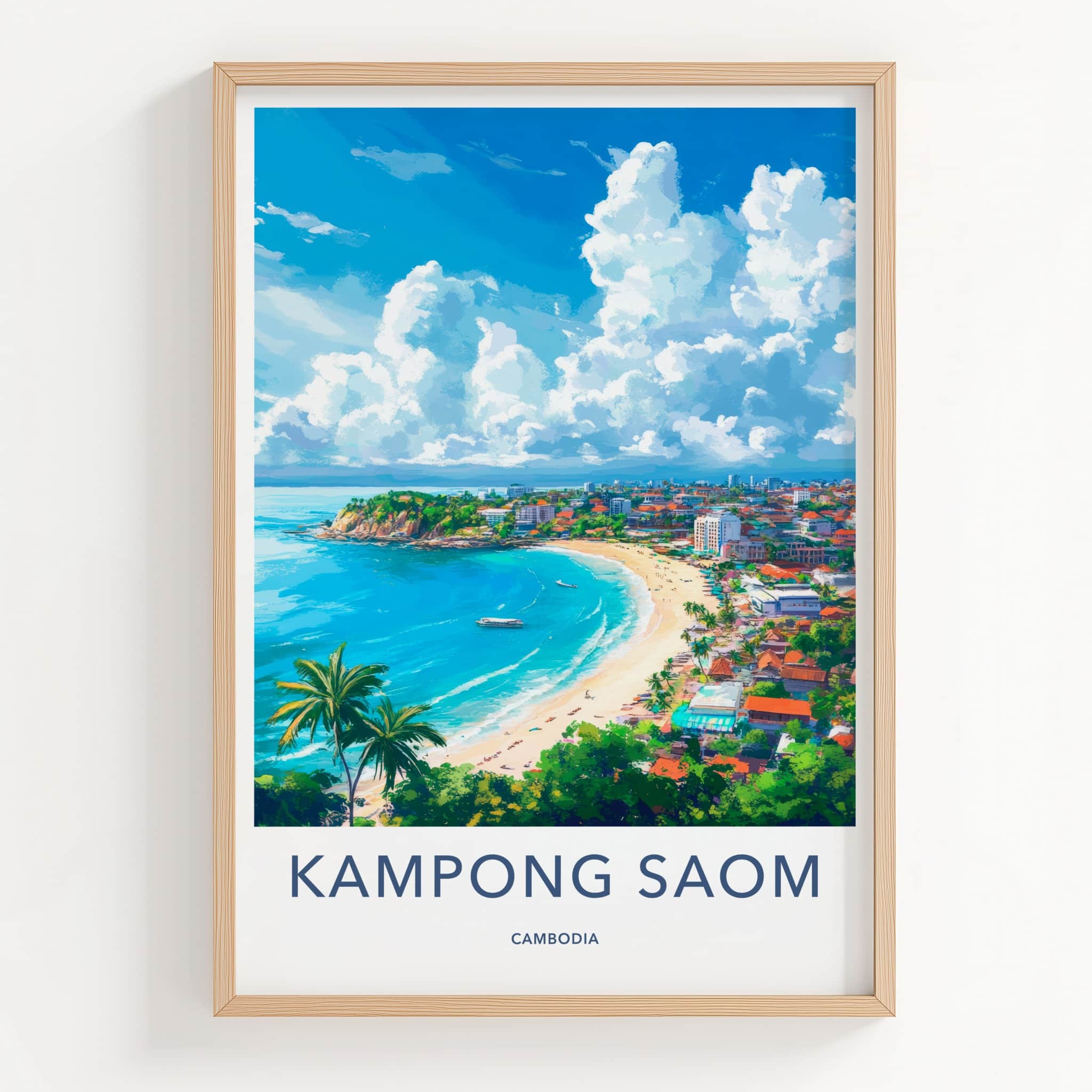 Kampong Saom Poster - Cambodia Travel Art - Vibrant Coastal Scene Home Decor