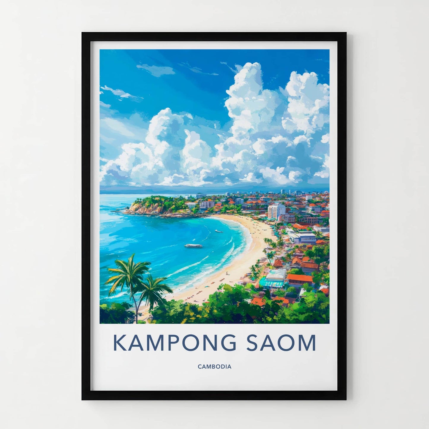 Kampong Saom Poster - Cambodia Travel Art - Vibrant Coastal Scene Home Decor