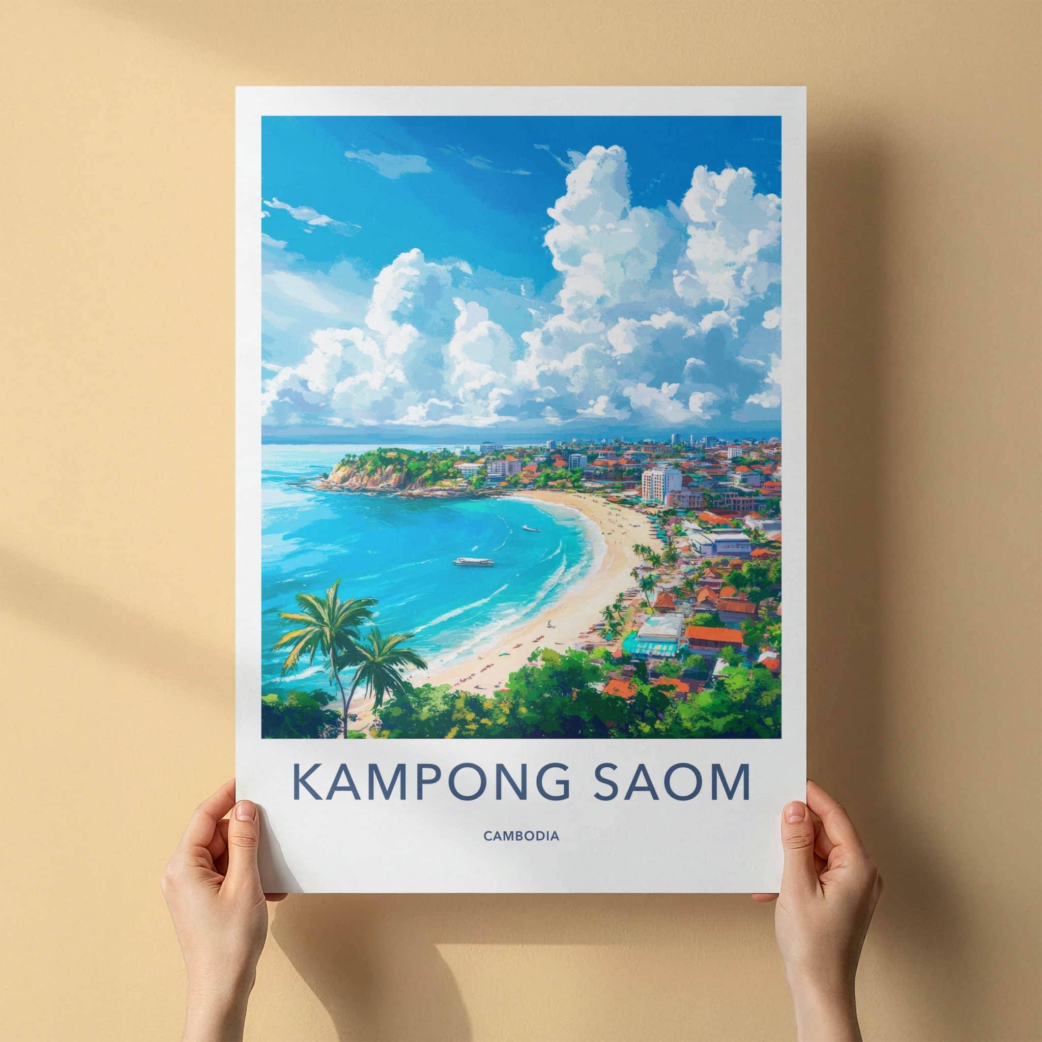 Kampong Saom Poster - Cambodia Travel Art - Vibrant Coastal Scene Home Decor