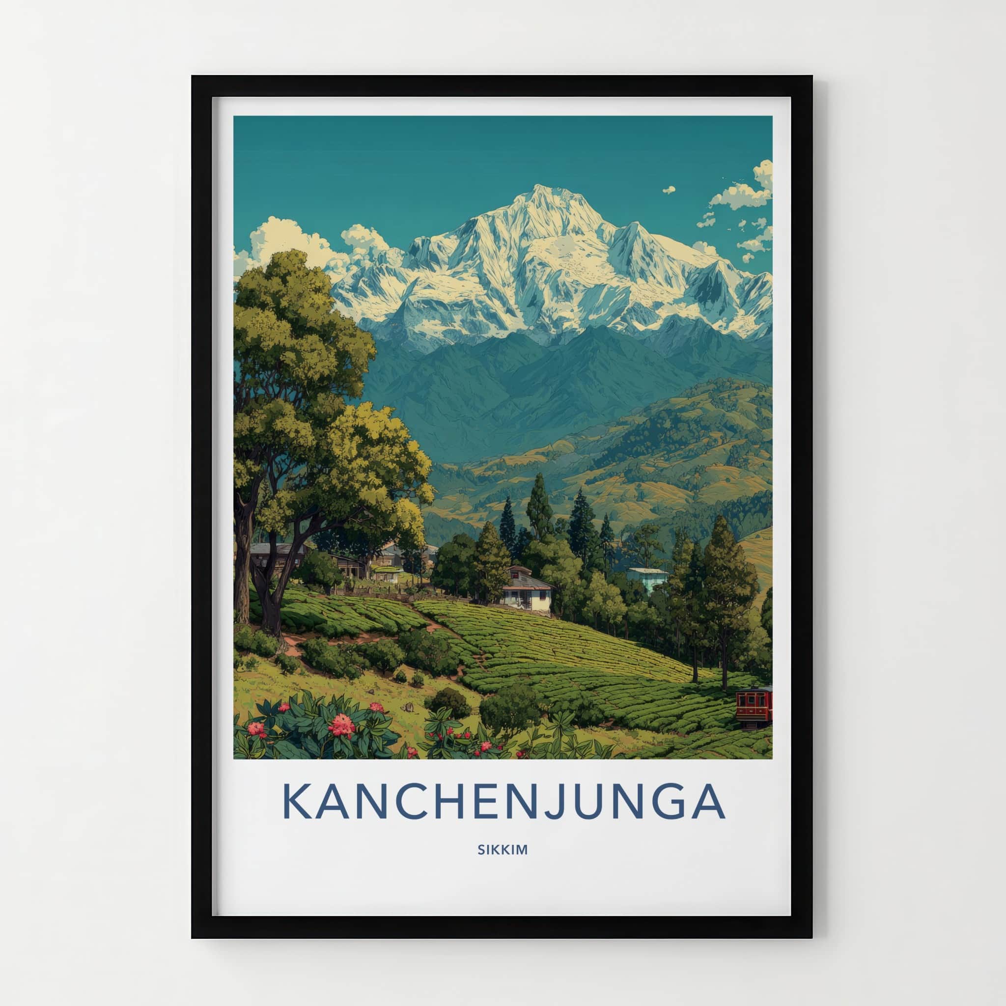 Kanchenjunga Poster - India Sikkim Tea Garden Views Art Print