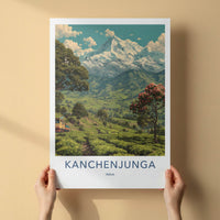 Kanchenjunga Poster - India Snowy Mountain Train Travel Print