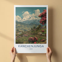 Kanchenjunga Poster - India Travel Art - Sikkim Himalayan Tea Train Home Decor