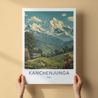 Kanchenjunga Poster - India Travel Art - Sikkim Mountain Train Home Decor