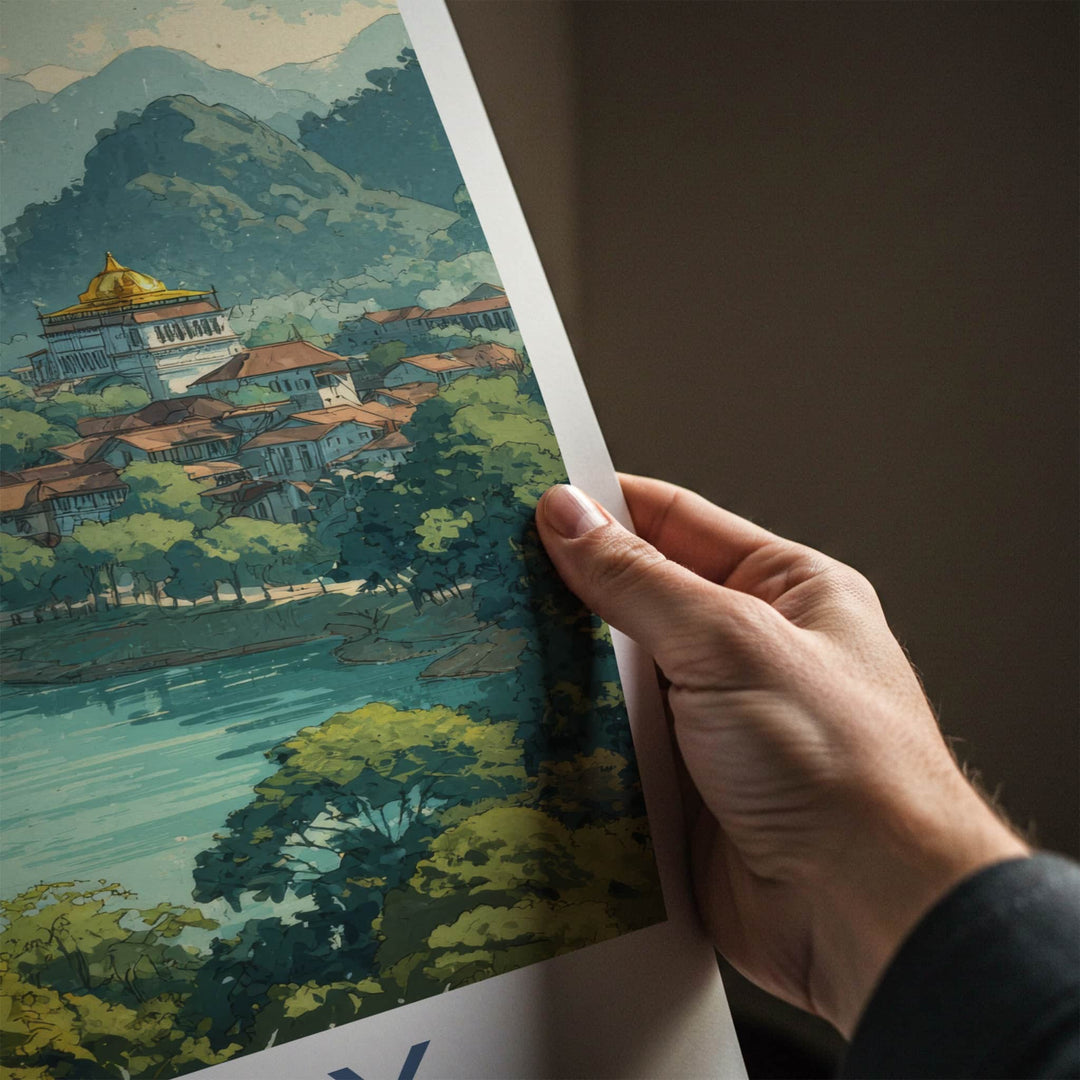 Kandy Poster - Sri Lanka Lakeside Temple Home Decor