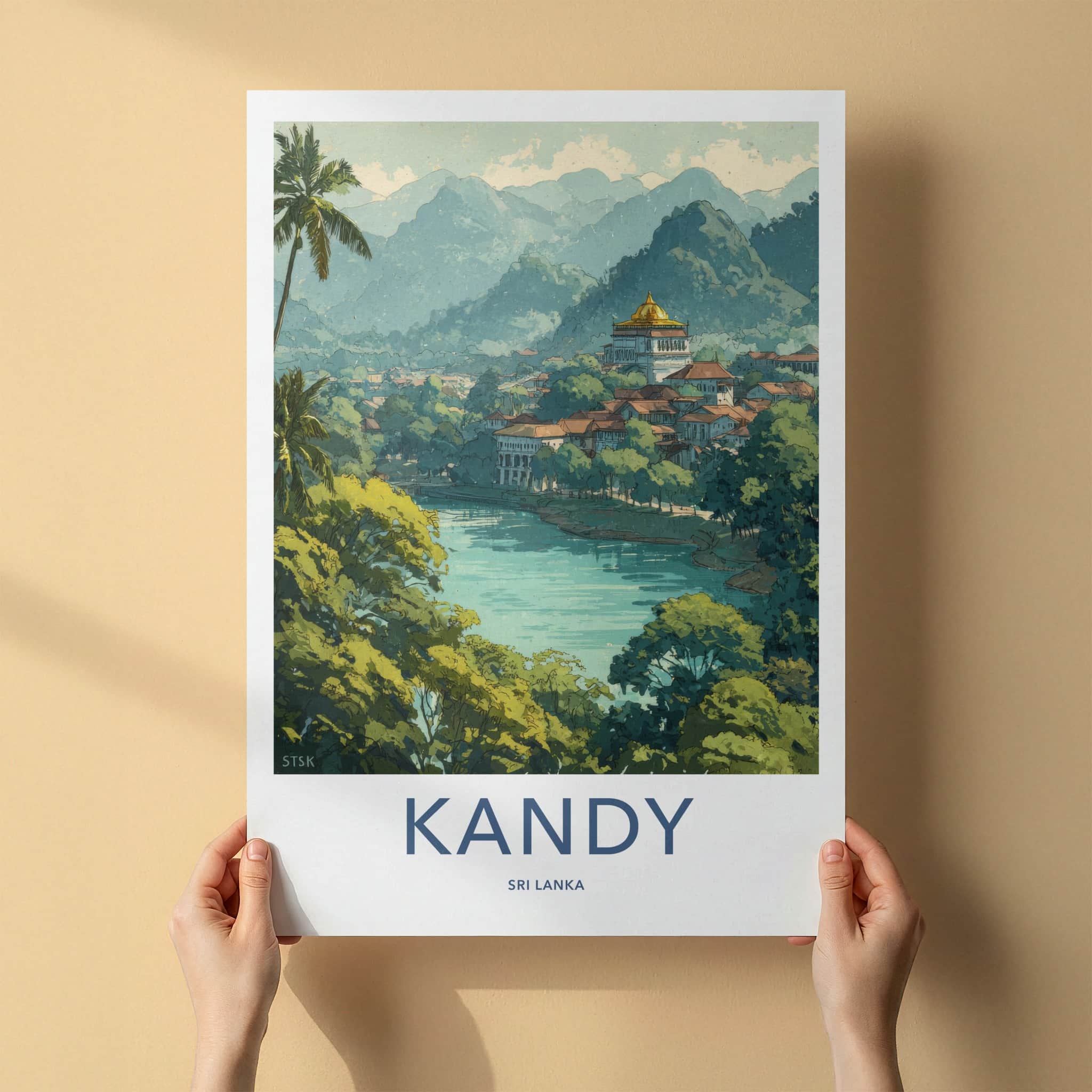 Kandy Poster - Sri Lanka Lakeside Temple Home Decor