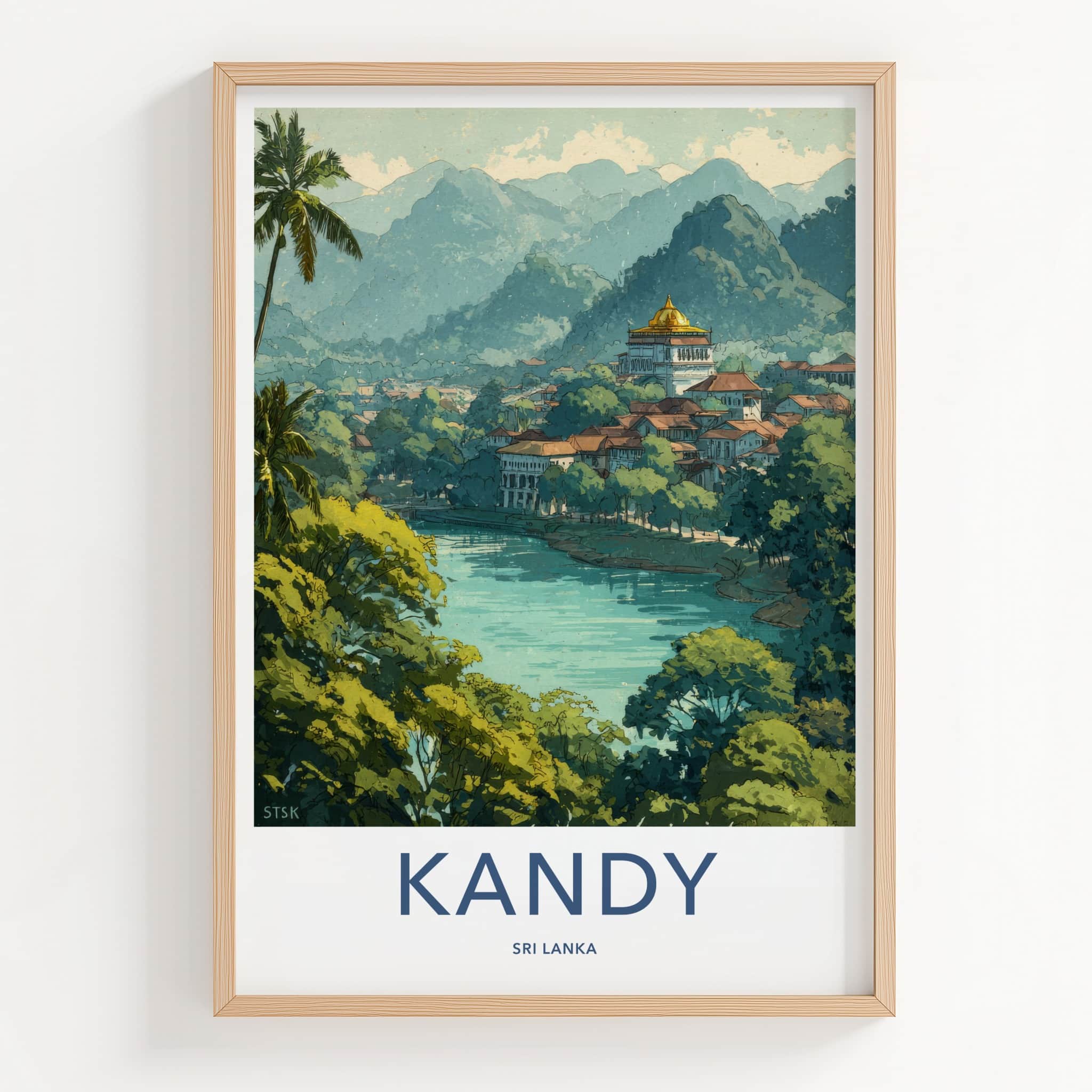 Kandy Poster - Sri Lanka Lakeside Temple Home Decor