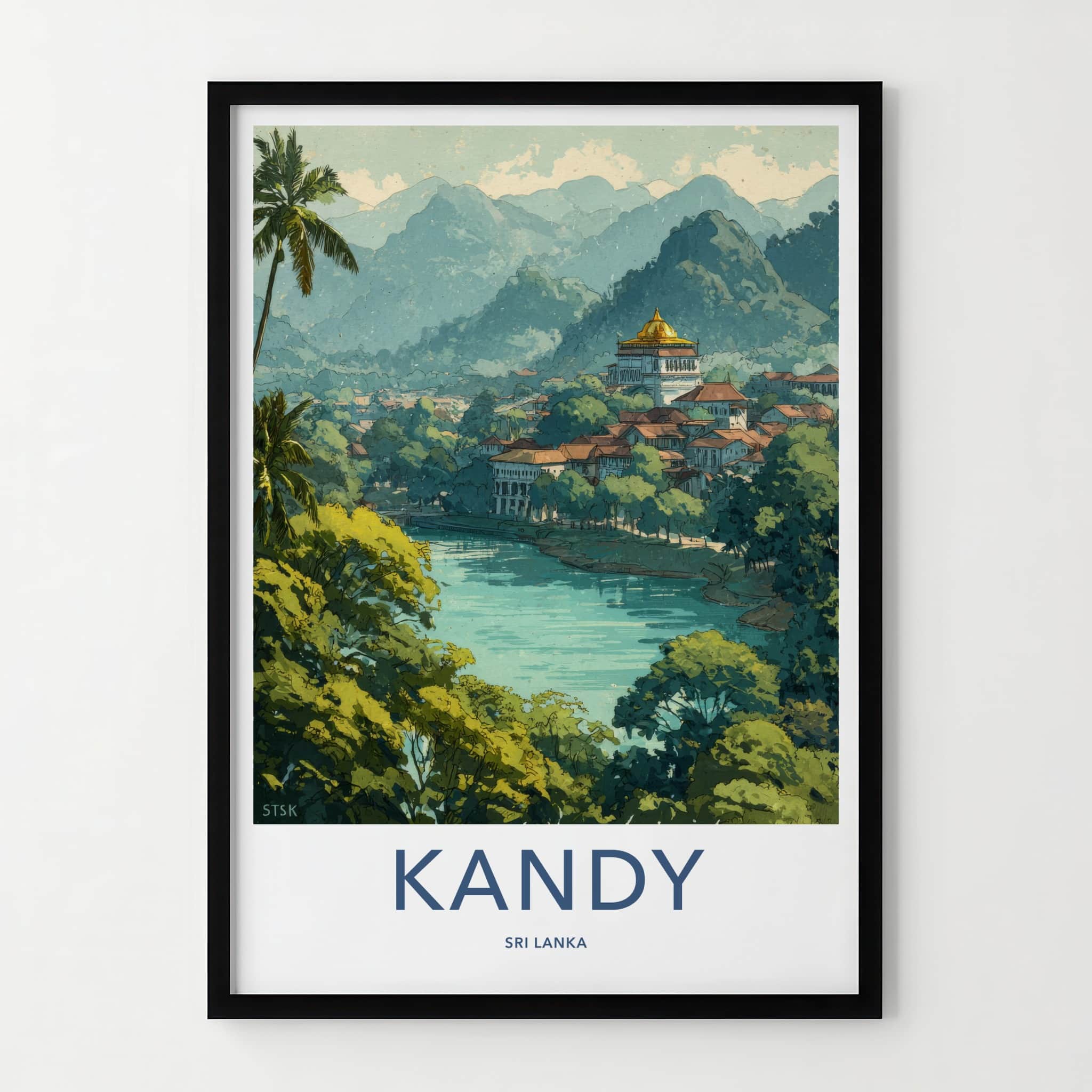 Kandy Poster - Sri Lanka Lakeside Temple Home Decor