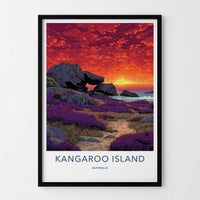 Kangaroo Island Poster - Australia Art Print - Vibrant Coastal Sunset Home Art