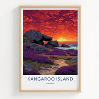 Kangaroo Island Poster - Australia Art Print - Vibrant Coastal Sunset Home Art