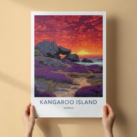Kangaroo Island Poster - Australia Art Print - Vibrant Coastal Sunset Home Art