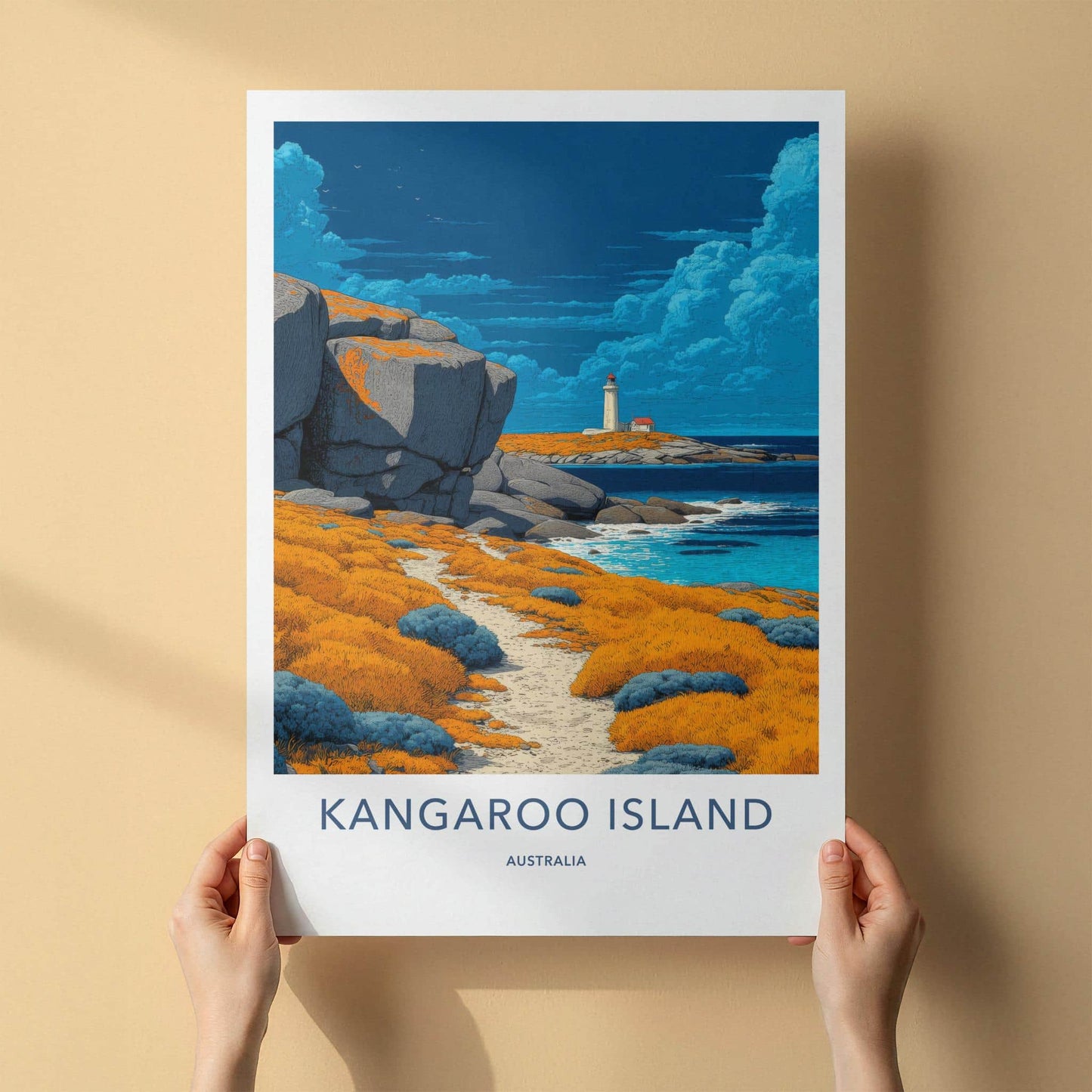 Kangaroo Island Poster - Australia Travel Art - Coastal Lighthouse Path Wall Decor