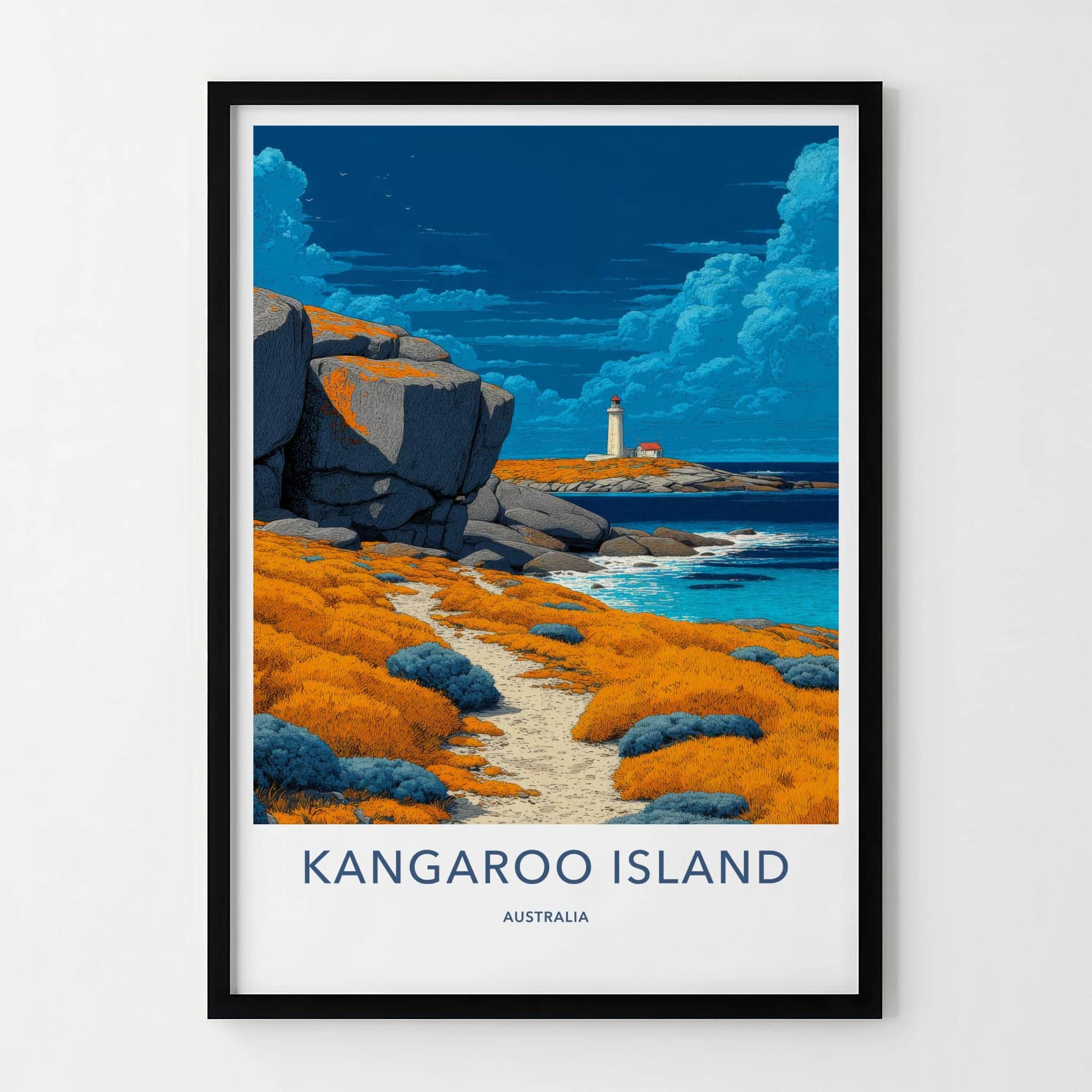 Kangaroo Island Poster - Australia Travel Art - Coastal Lighthouse Path Wall Decor