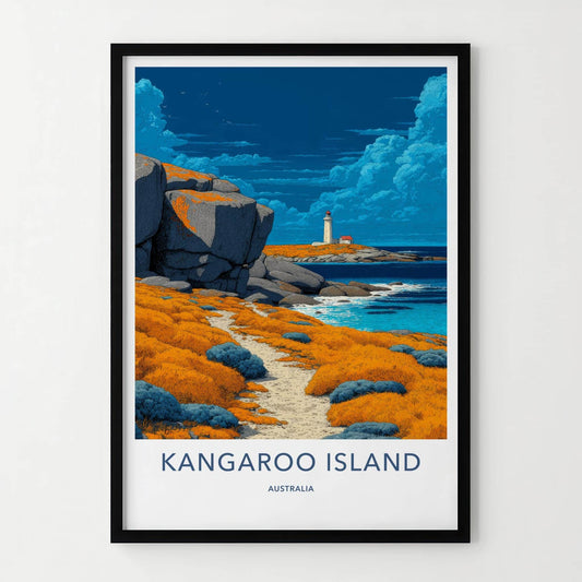 Kangaroo Island Poster - Australia Travel Art - Coastal Lighthouse Path Wall Decor