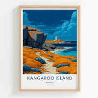 Kangaroo Island Poster - Australia Travel Art - Coastal Lighthouse Path Wall Decor