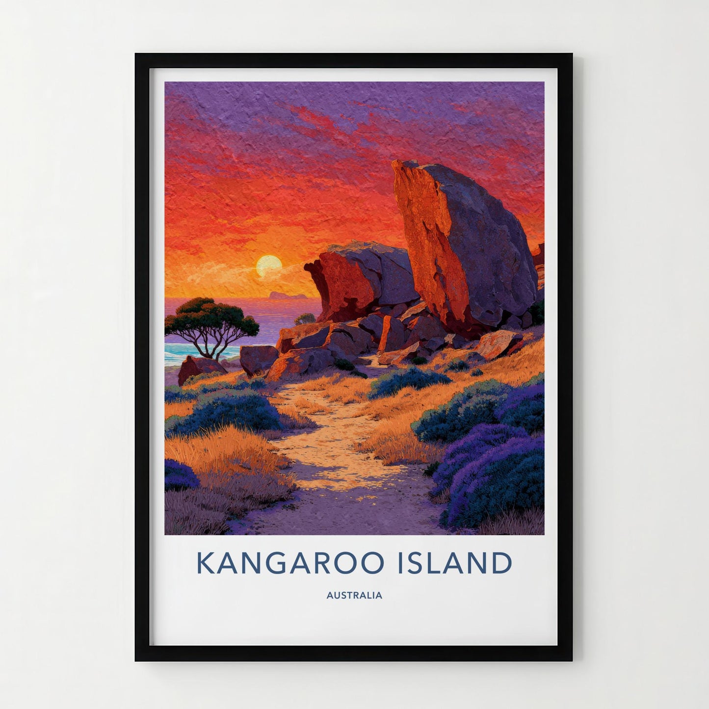 Kangaroo Island Poster - Australia Travel Art - Coastal Rocks Sunset Wall Decor