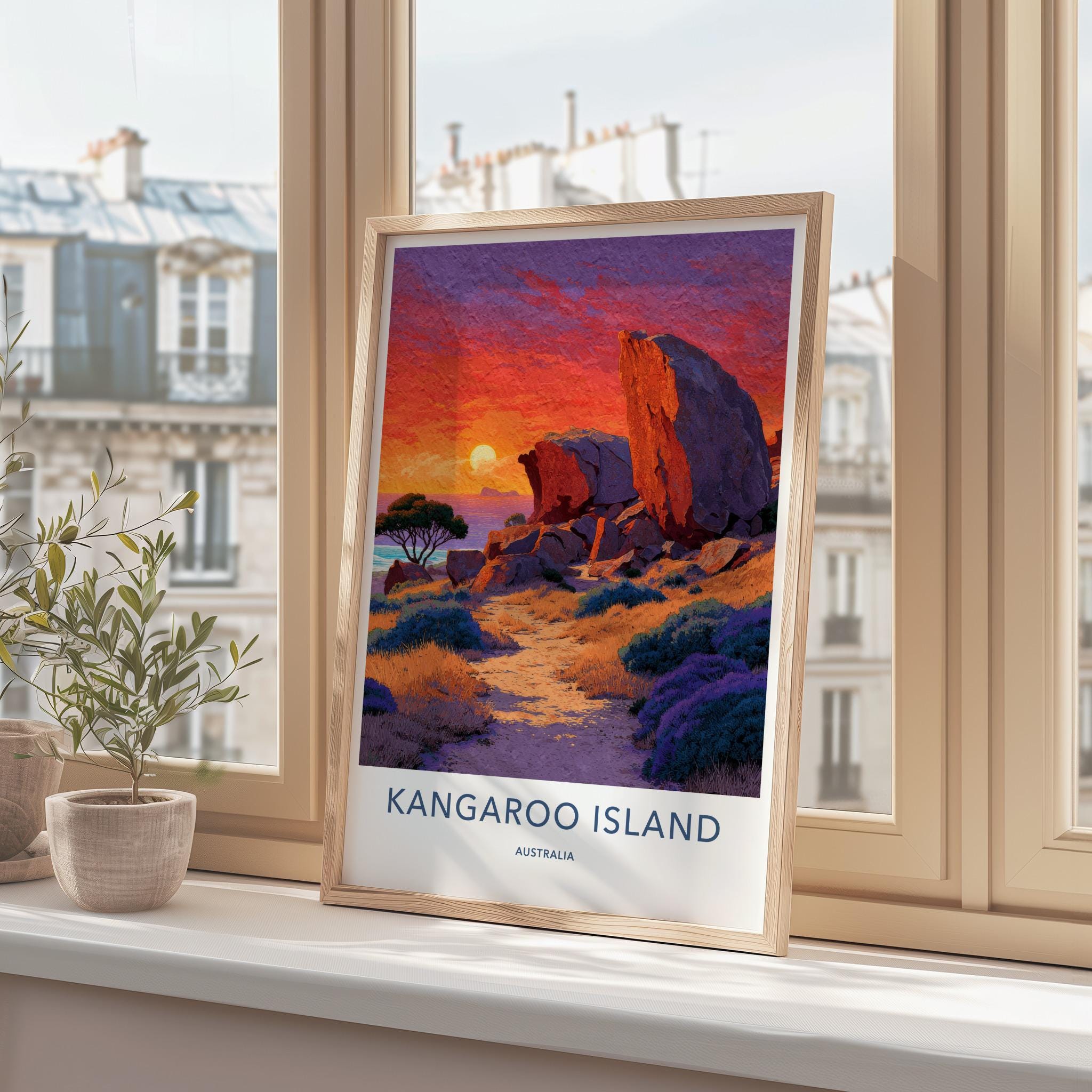 Kangaroo Island Poster - Australia Travel Art - Coastal Rocks Sunset Wall Decor
