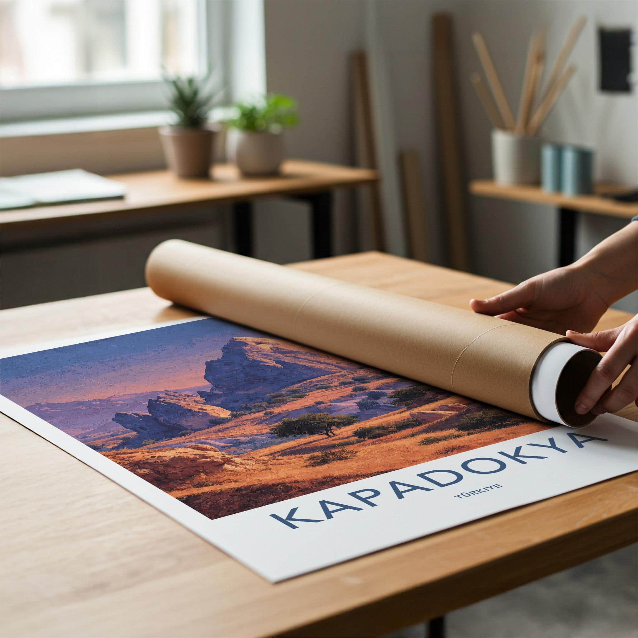 Kapadokya Poster - Turkey Travel Art - Majestic Rock Formations Home Decor