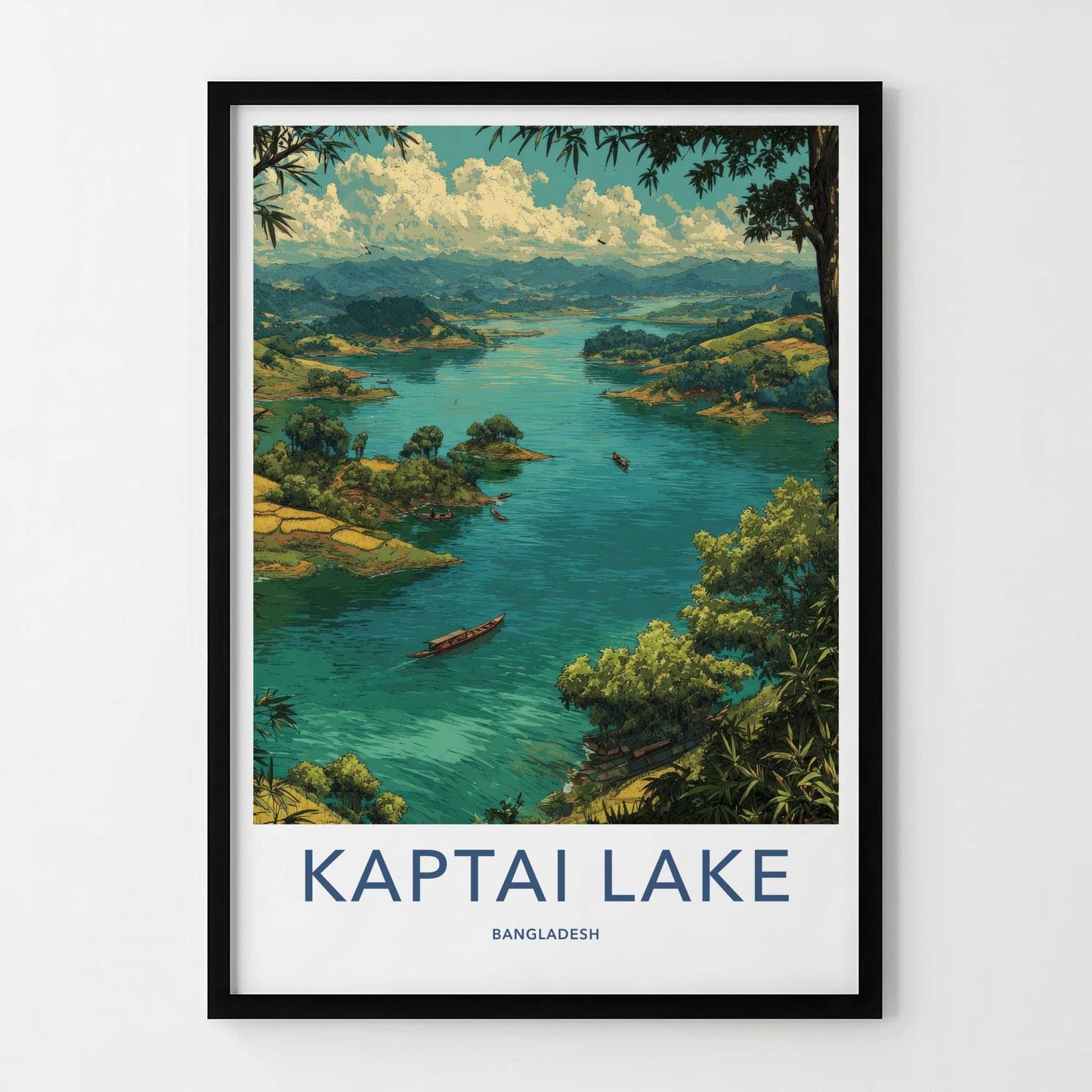 Kaptai Lake Poster - Bangladesh Art Print - Scenic Mountain Lake Wall Decor