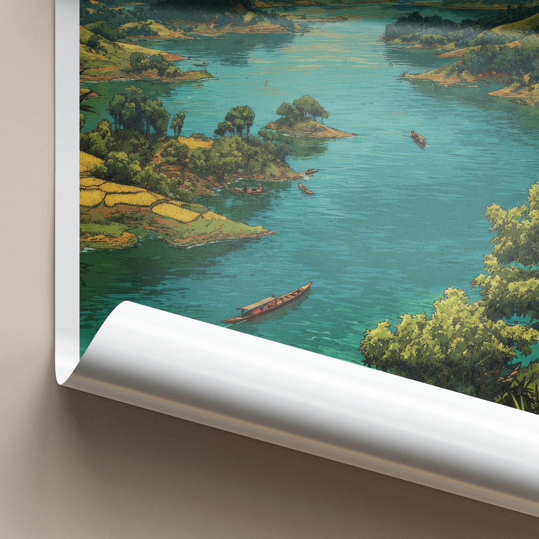 Kaptai Lake Poster - Bangladesh Art Print - Scenic Mountain Lake Wall Decor
