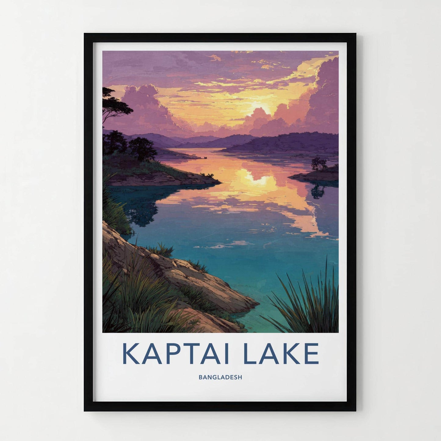 Kaptai Lake Poster - Bangladesh Travel Art - Tranquil Lake Sunset Home Decor