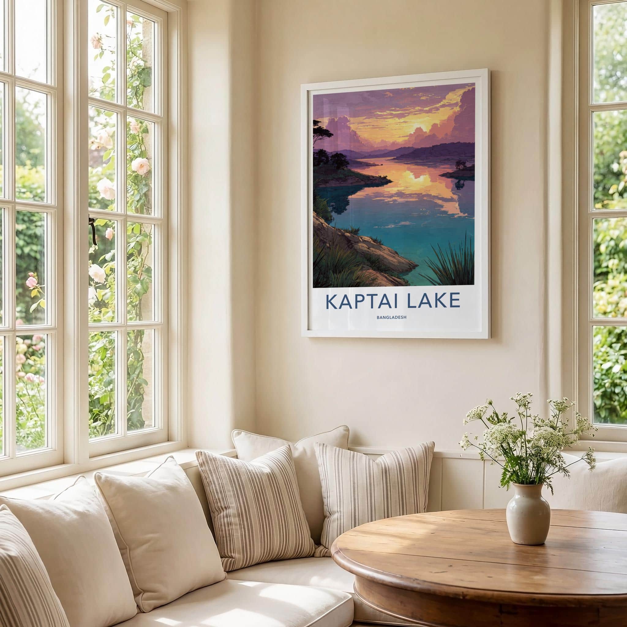 Kaptai Lake Poster - Bangladesh Travel Art - Tranquil Lake Sunset Home Decor