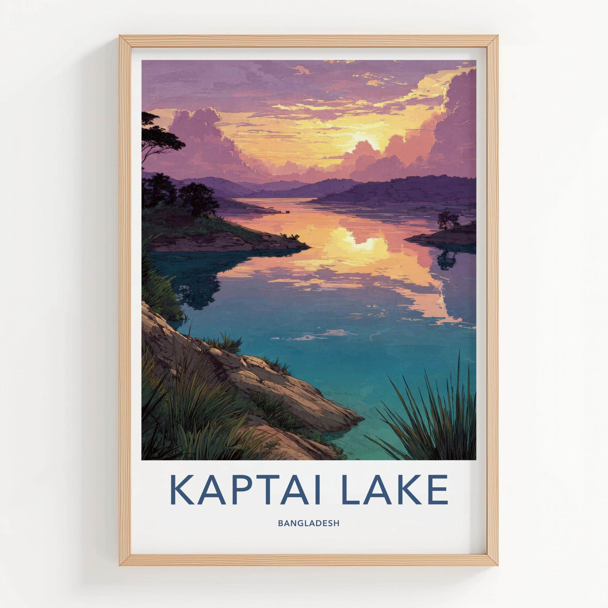 Kaptai Lake Poster - Bangladesh Travel Art - Tranquil Lake Sunset Home Decor