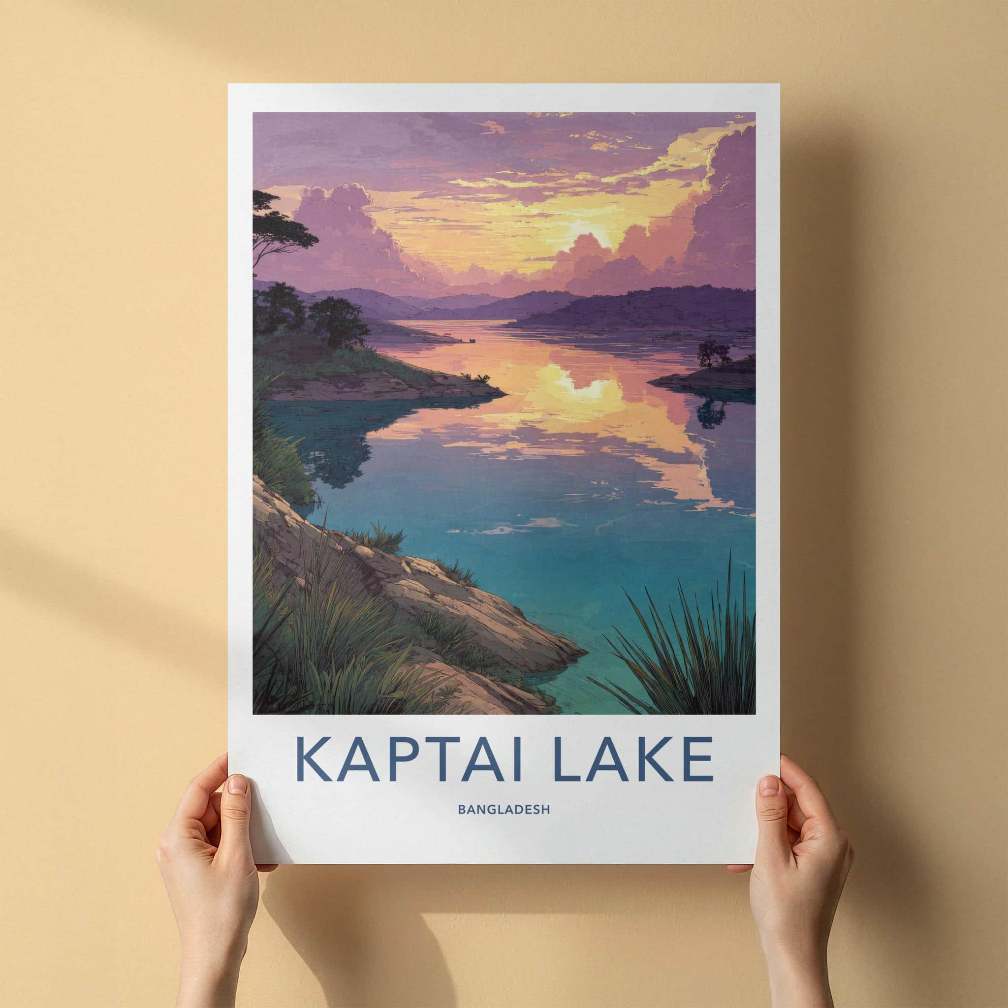 Kaptai Lake Poster - Bangladesh Travel Art - Tranquil Lake Sunset Home Decor