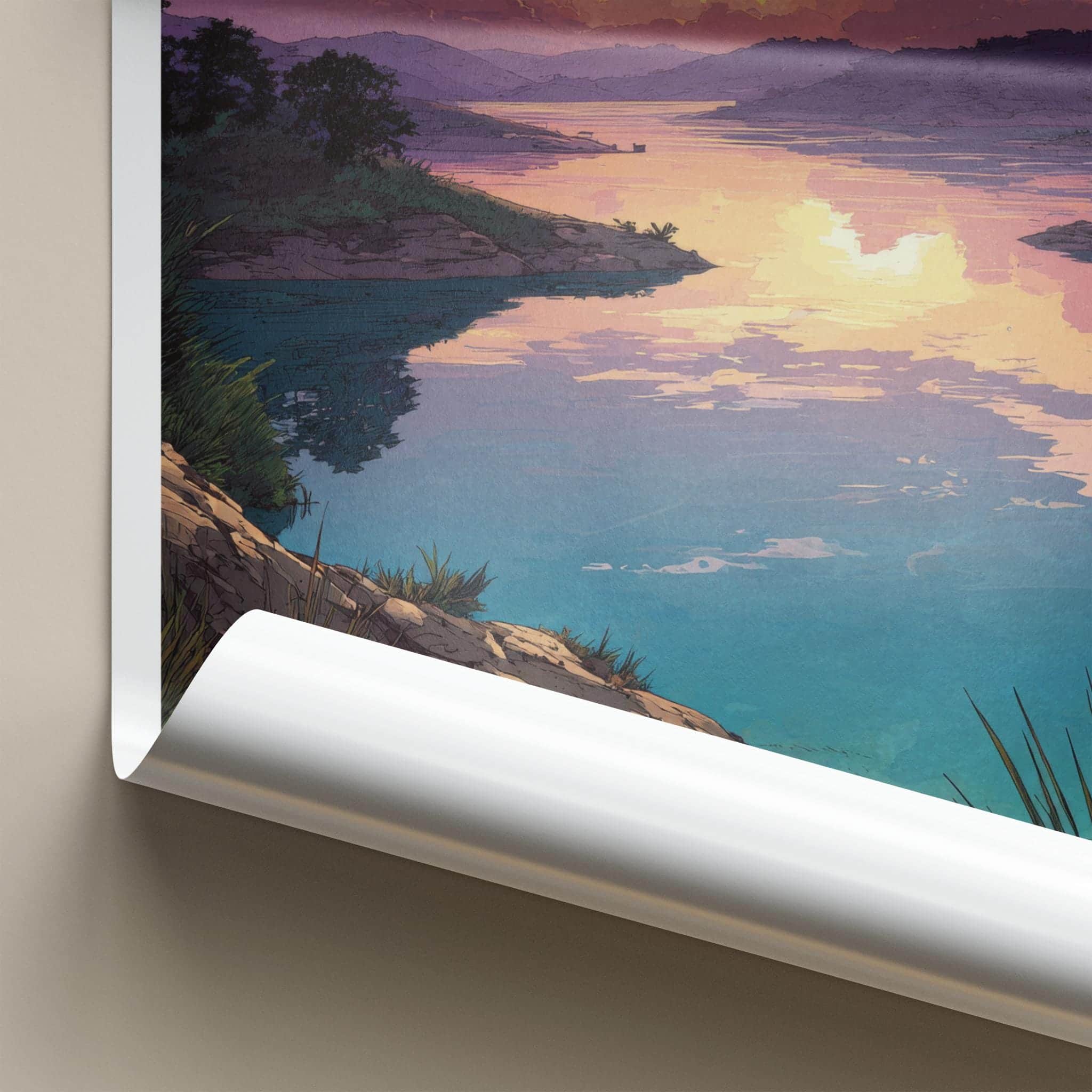 Kaptai Lake Poster - Bangladesh Travel Art - Tranquil Lake Sunset Home Decor