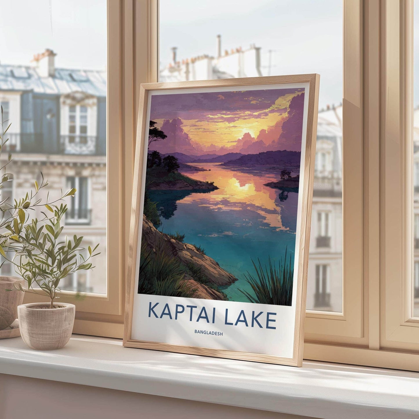 Kaptai Lake Poster - Bangladesh Travel Art - Tranquil Lake Sunset Home Decor