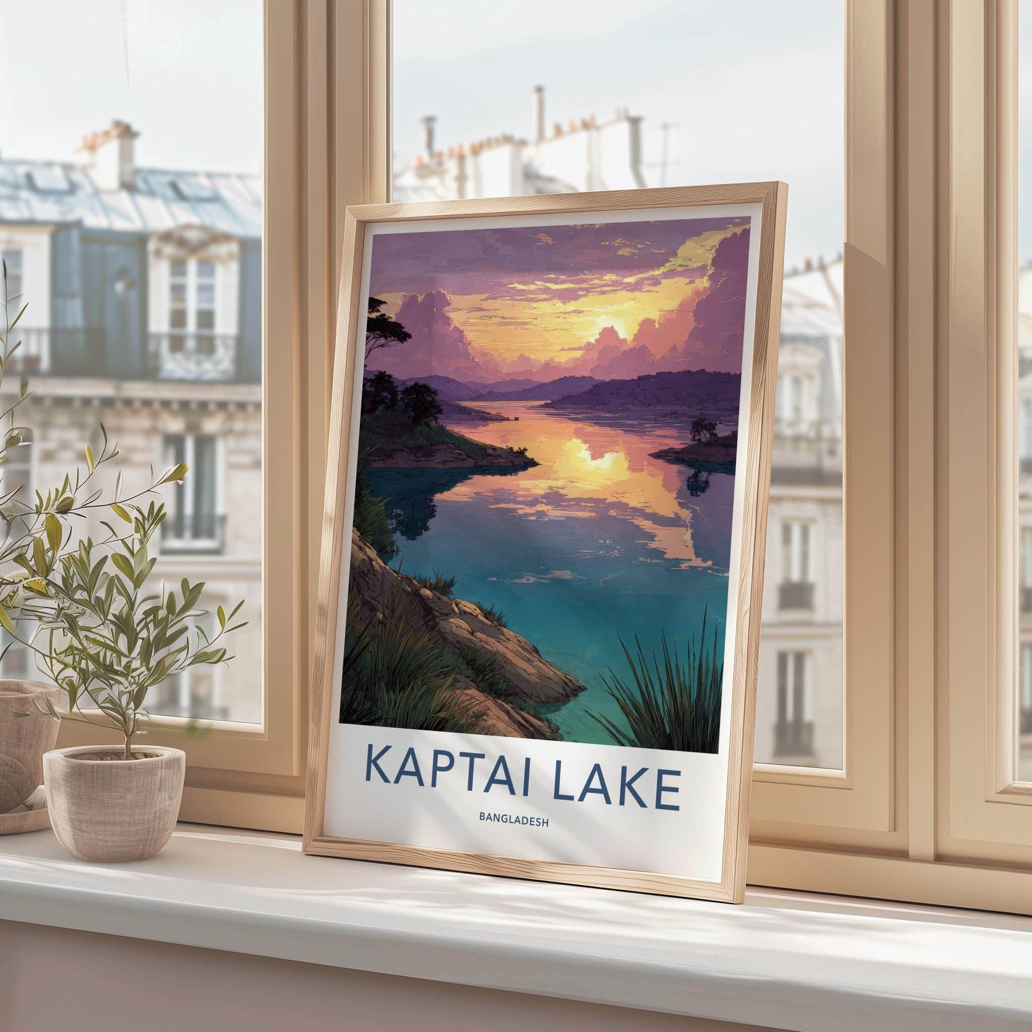 Kaptai Lake Poster - Bangladesh Travel Art - Tranquil Lake Sunset Home Decor