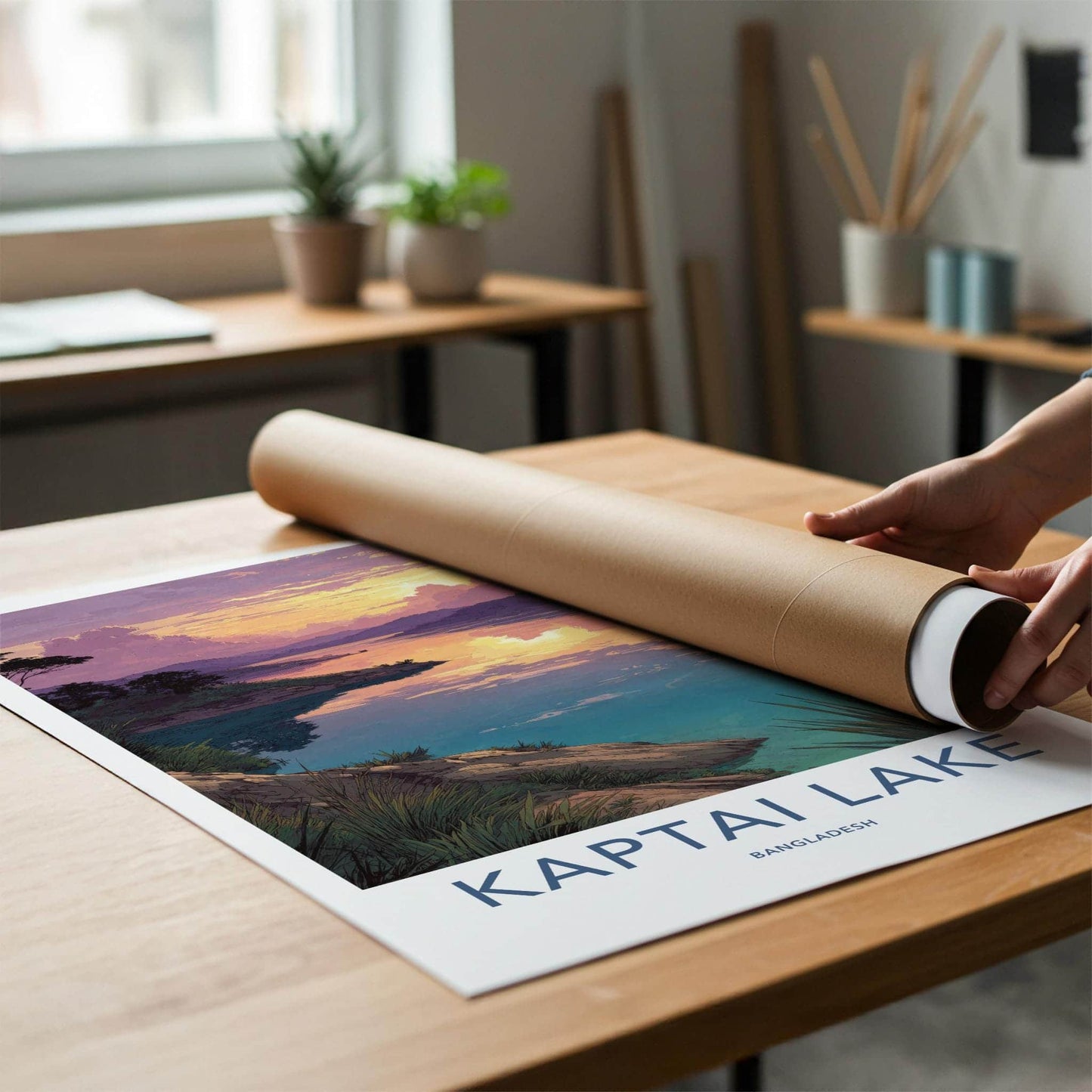 Kaptai Lake Poster - Bangladesh Travel Art - Tranquil Lake Sunset Home Decor