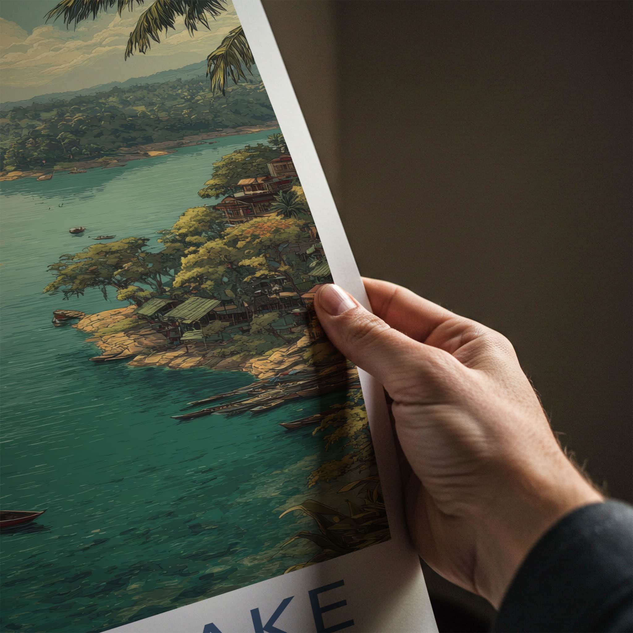 Kaptai Lake Poster - Bangladesh Travel Print - Scenic Lake Boats Home Decor