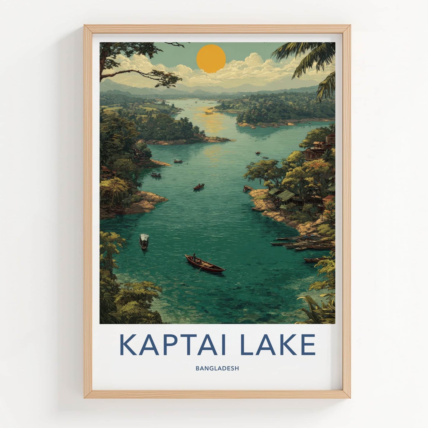 Kaptai Lake Poster - Bangladesh Travel Print - Scenic Lake Boats Home Decor