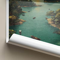 Kaptai Lake Poster - Bangladesh Travel Print - Scenic Lake Boats Home Decor