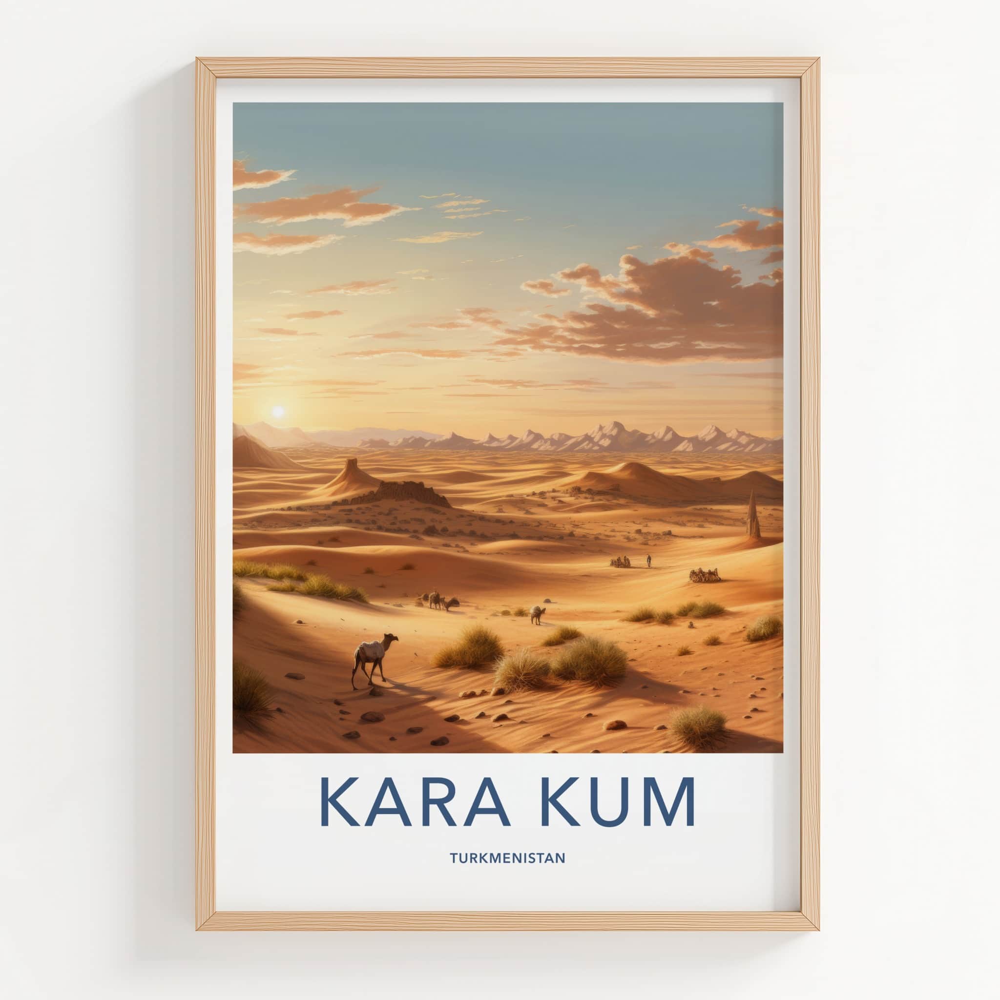 Kara Kum Poster - Turkmenistan Wall Art - Golden Desert Dunes Home Decor