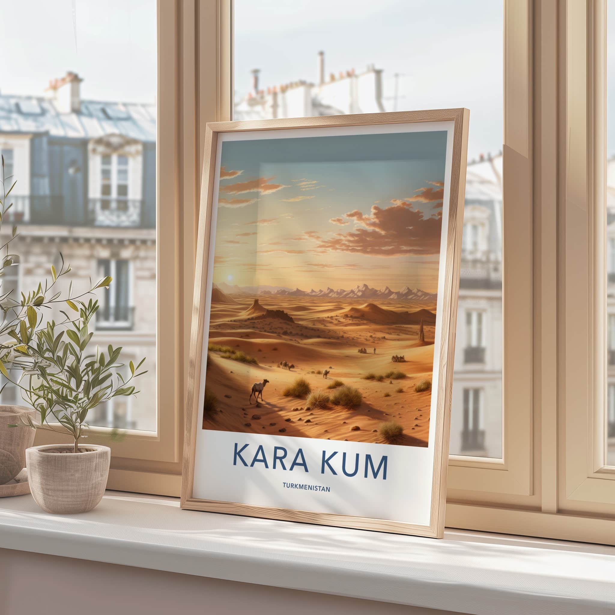 Kara Kum Poster - Turkmenistan Wall Art - Golden Desert Dunes Home Decor