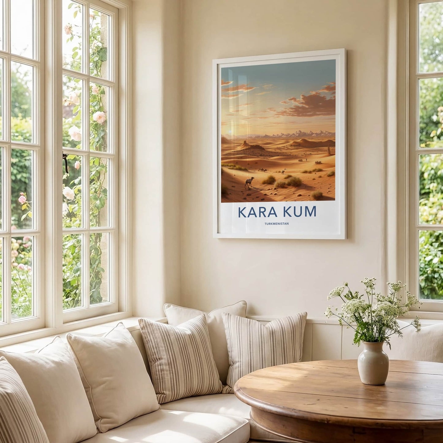 Kara Kum Poster - Turkmenistan Wall Art - Golden Desert Dunes Home Decor