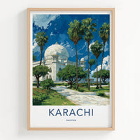 Karachi Poster - Pakistan Art Print - Majestic White Dome Home Decor