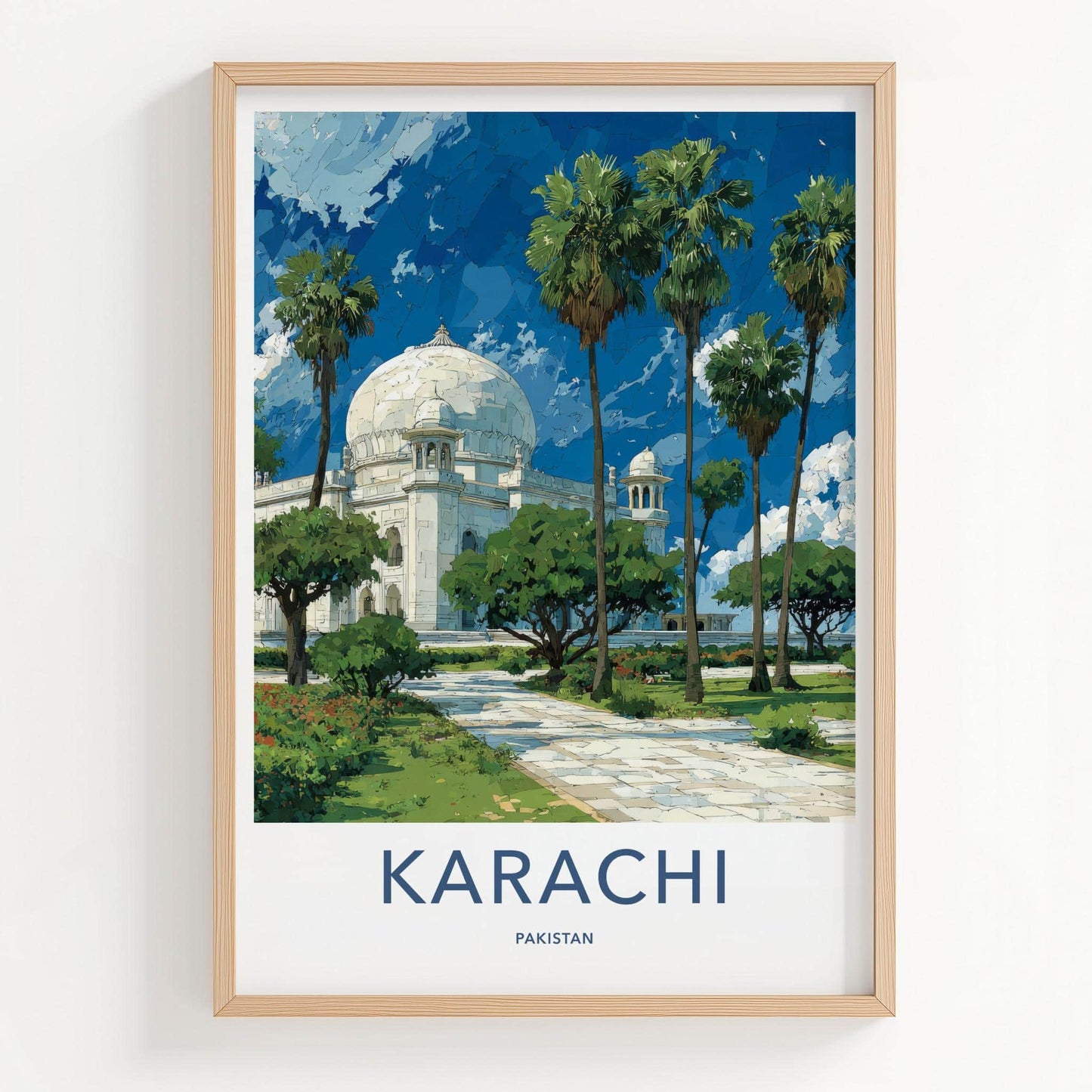 Karachi Poster - Pakistan Art Print - Majestic White Dome Home Decor