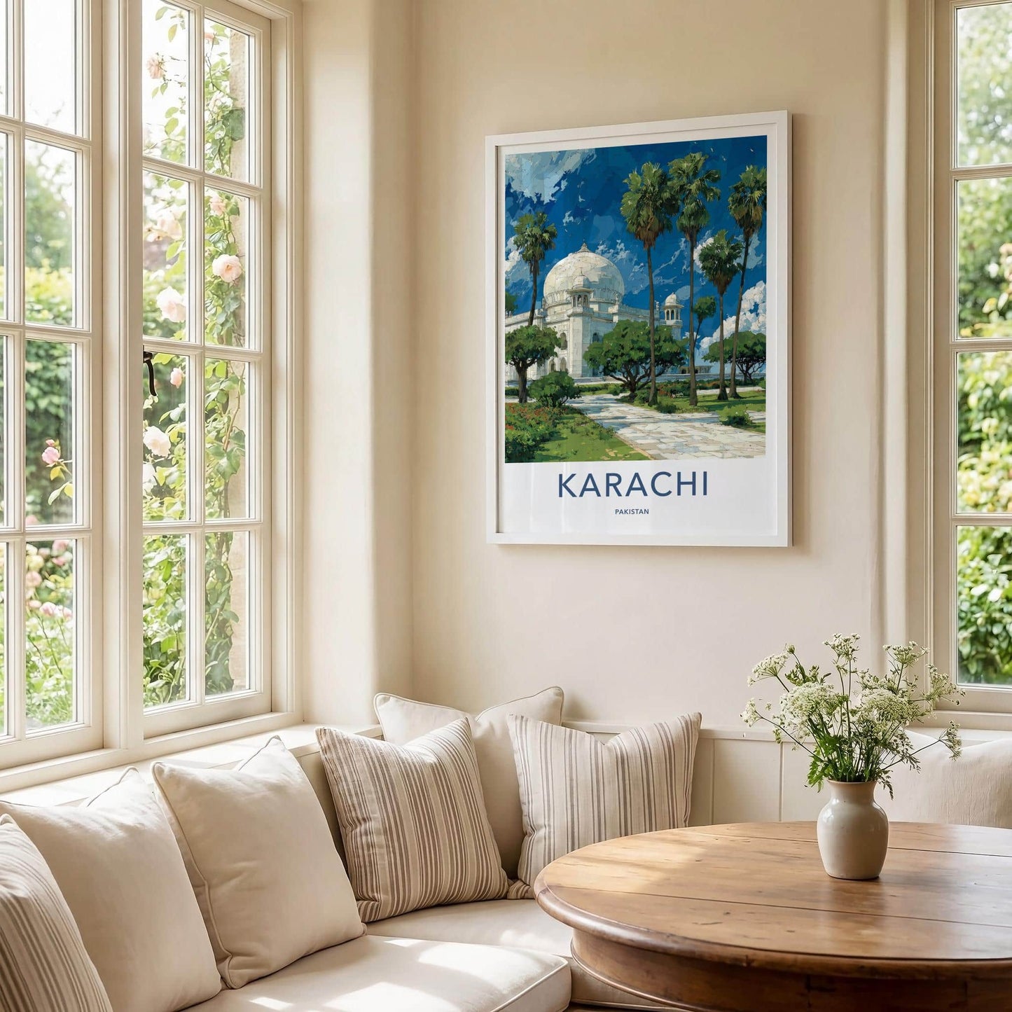 Karachi Poster - Pakistan Art Print - Majestic White Dome Home Decor