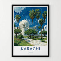Karachi Poster - Pakistan Art Print - Majestic White Dome Home Decor