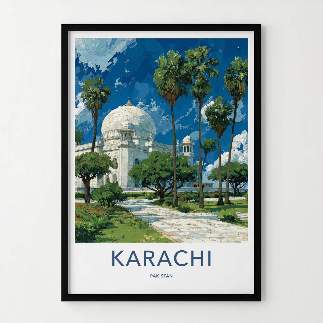 Karachi Poster - Pakistan Art Print - Majestic White Dome Home Decor